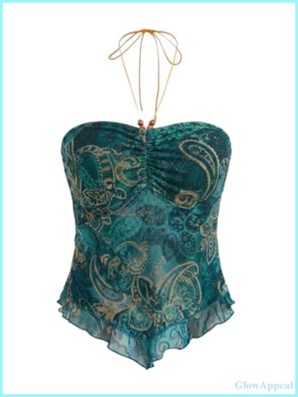 Boho Western Halter Top Tribal Print Asymmetrical Hem Sleeveless Camisole